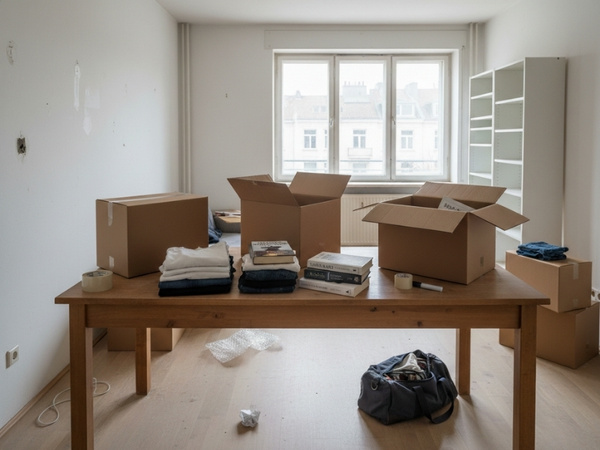 mehrere Karton einwellig auf Tisch